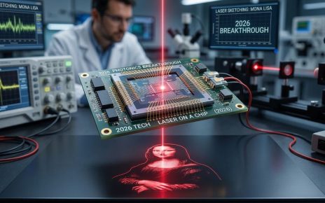 A Laser on a chip can monalisa sketch